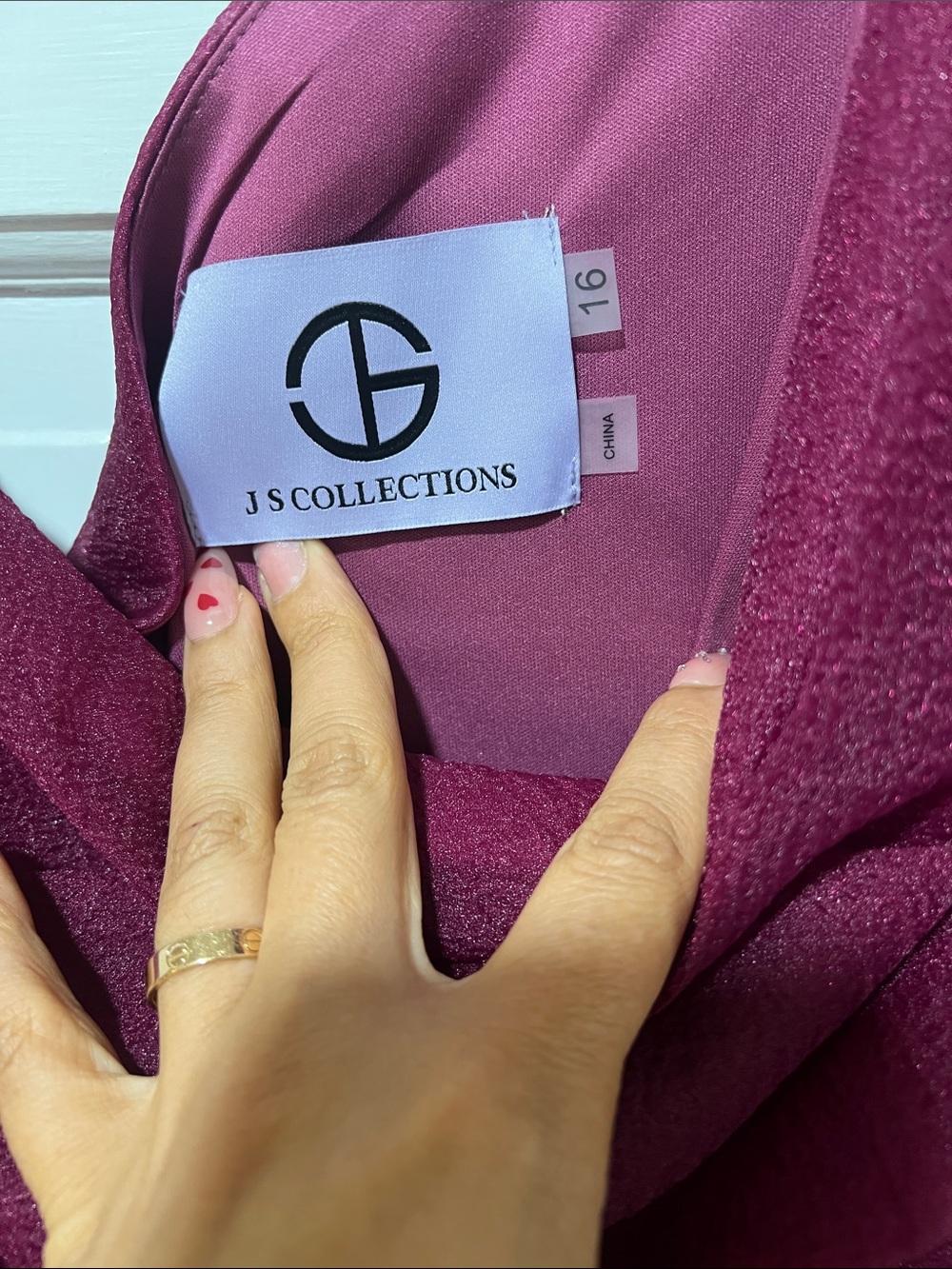 JS Collections One-Shoulder Magenta Evening Gown - Picture 5 of 6